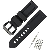 Amazon.co.jp: KHZBS 24mm メンズ ゴム製腕時計バンド 交換用